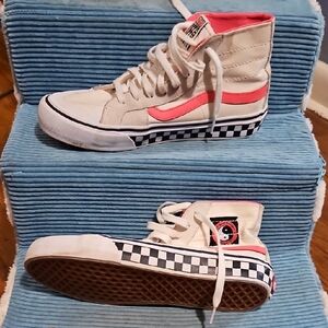 Vans Kids High-Top Sneakers - Cream and Pink